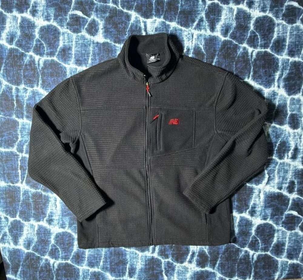 New Balance Waffle Knit Full Zip Fleece Jacket with Chest Pocket